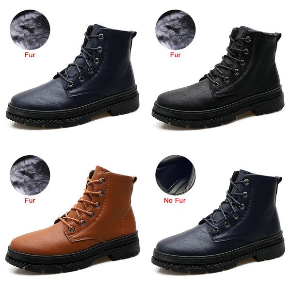 

dekabr winter new men pu leather ankle snow boots anti-skidding motorcycle warm boots 2020 fashion autumn shoes, Black