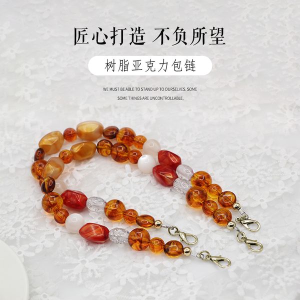 

miss wu real shop resin second gram force amber handle 46.5cm jelly chain luggage and bags parts tortoise straps, Black