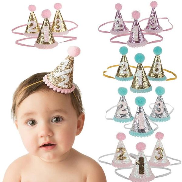 Kinder Haar dekorieren ersten Geburtstag Party Hüte Baby Haarband schießen Prop Prinzessin Krone Mädchen Geburtstag Hut Baby Mädchen Kuchen zerschlagen dc202