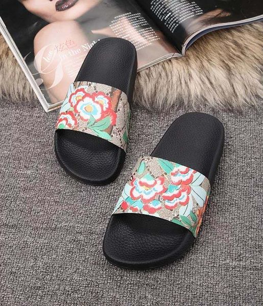 

men's slippers designer real leather clip feet flip style european tiger style slides sandals with box size 35-46, Black