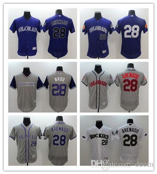 

custom men women youth majestic col rockies jersey #28 nolan arenado home purple grey baseball jerseys, Blue;black