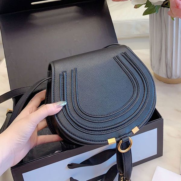 

crossbody сумка сумки кошельки высокого качества круглый мешок моды форме подковы магнитная пряжка коровьей натуральная кожа женские сумки