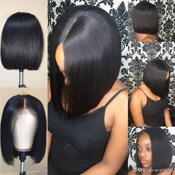 

lace short bob brazilian straight hair wig predecessor lace wig 130% density black european and american wig