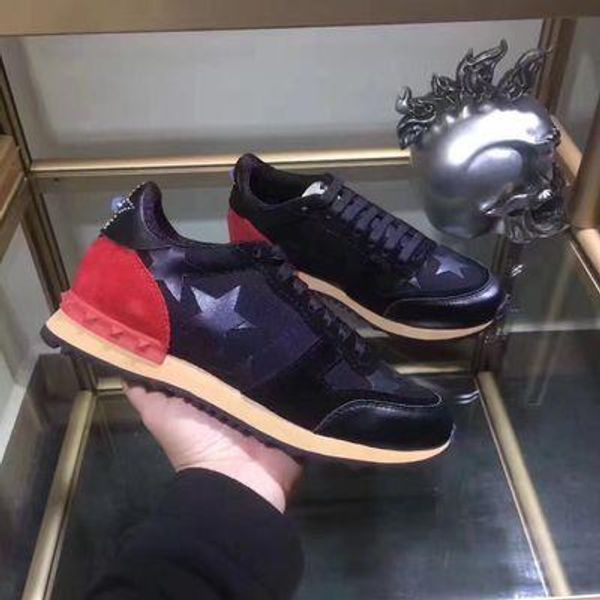 

spring autumn new multicolor camouflage rivet lovers sport shoes fashionable lacing casual shoes breathable sports shoes dark blue 10103, Black