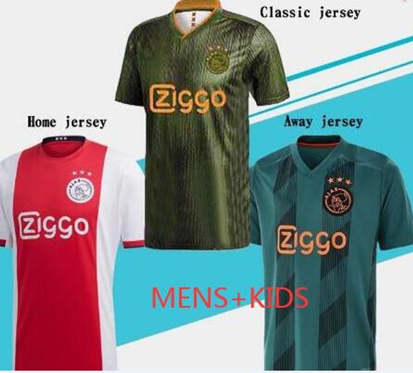 

2019 2020 ajax home away occer jer ey ajax occer hirt cu tomized 9 huntelaar 34 nouri 24 dolberg football uniform men kid hirt, Black;yellow