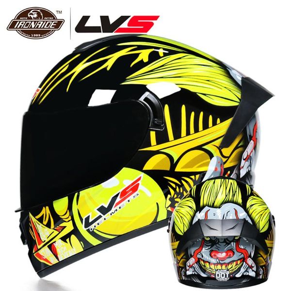 

lvs new casco moto motorcycle helmet full face motocross helmet double lens casque moto 3 colour lens with removeable linner