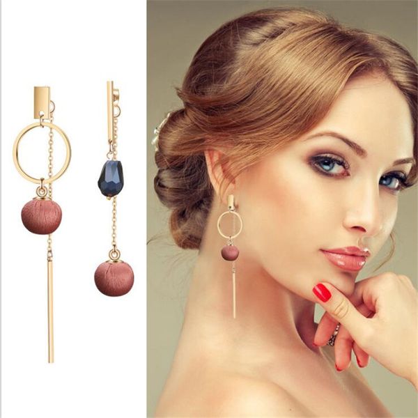 

fashion long tassel dangle drop earrings for women unique asymmetric earrings temperament wedding pink earrings trendy jewelry, Silver