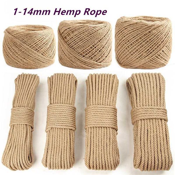 

1-14mm natural rope diy handmade craft home decoration cords retro jute twine for gift packing bags tag supply, Black;white