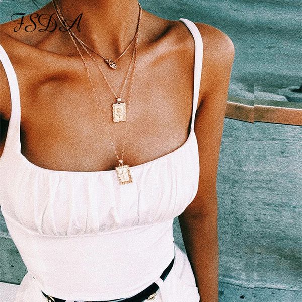 

women's tanks & camis fsda square neck women crop sleeveless ruched off shoulder black cami summer white basic casual tank backless