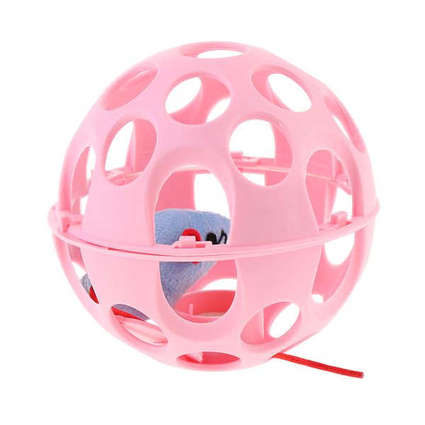 

safety and funny cat vocal toy pet play ball with jingle bell interactive toys pink/blue