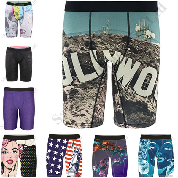 

men's long boxer briefs staple fit underwear long underpants trendy quick dry sports shorts boxers pants s-xxl c111909, Camo