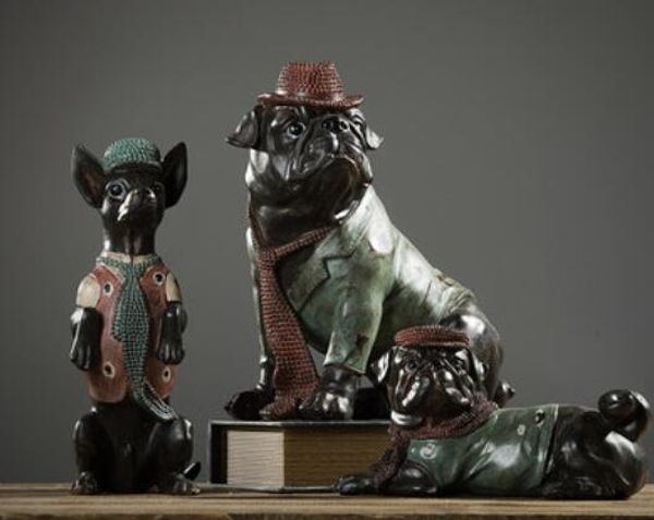Chihuahua Amerikan el sanatları mobilyalar yaratıcı ev şarap dolabı kitaplık süslemeleri oturma odası köpek süsler hukuk kavga köpek