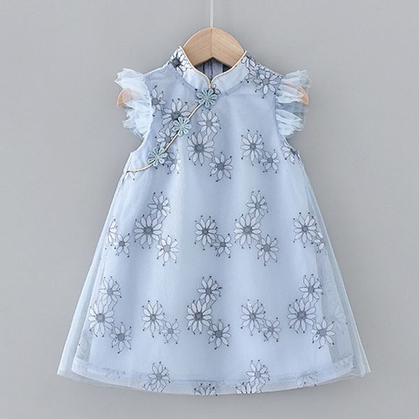 

baby girls clothes children baby dresses girl lace chinese style cheongsam dressesflying sleeve princess kids outfits clothes, Red;yellow