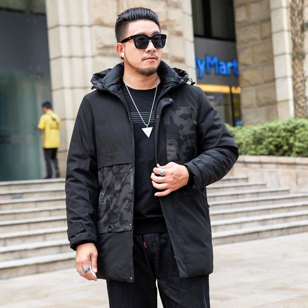 

plus size l-8xl new winter jacket men thicken warm parkas casual long outwear hooded jackets coats mens veste homme, Black