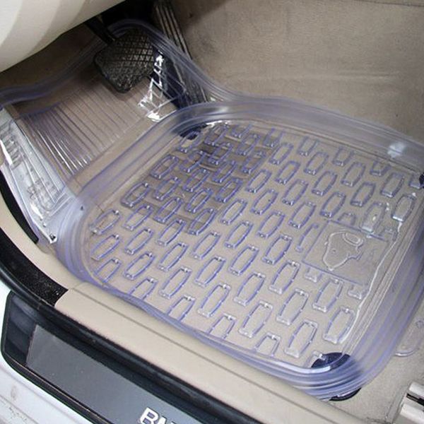 

5pcs set wholesale environmental transparent pvc car floor mats universal foot pad thickened non-skid car foot mat carpet 3 rows