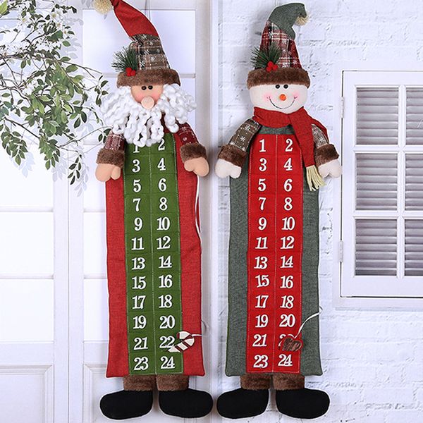 90 23cm Christmas Advent Calendar Santa Claus Snowman Xmas New Year Countdown Hanging Ornaments Home Office Door Decoration Christmas Ornaments