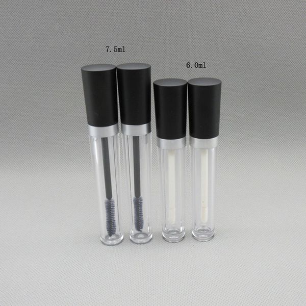 

6ml clear plastic lip gloss tube n black cap, 7.5ml empty round professional mascara container fast shipping f20172133