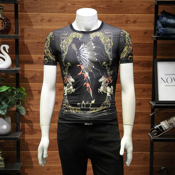 

ice silk t shirts mens summer 2019 playeras de hombre slim fit social club camiseta masculina 7xl plus size t-shirt men black, White;black