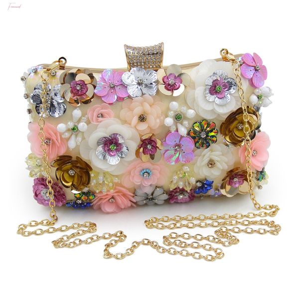 

ljl women clutches colorful flower evening bag sequins clutch purse