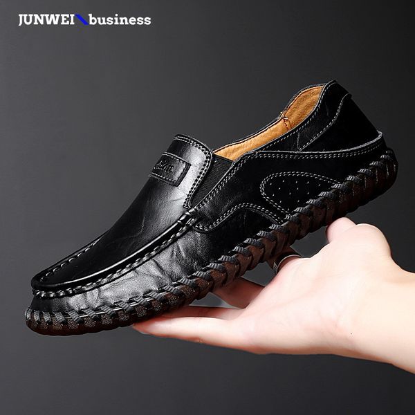 

casual breathable driving for men penny handmade loafers genuine leather comfortable shoes big size 48 4, Black