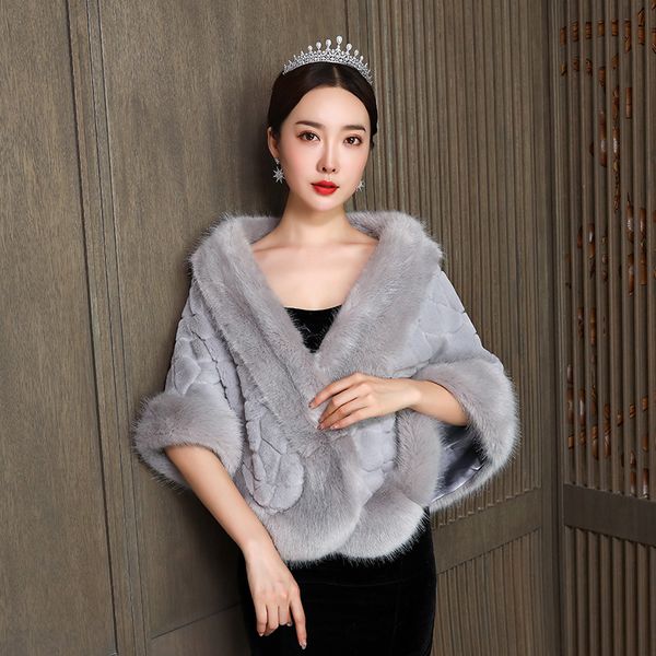 

fashion gray 2020 tulle with appliques bead tank bridal wedding bolero jacket wedding lace shrug cape shawl, White