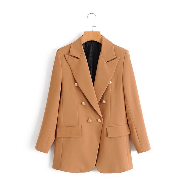 

deat 2020 new autumn fashion casual notched solid double-breasted slim long sleeve blazer coat women sd926, White;black