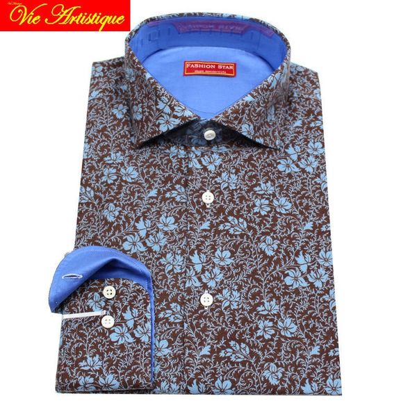 

custom tailor made men's bespoke cotton floral shirts business formal wedding ware blouse coffee blue flower fashion david, White;black