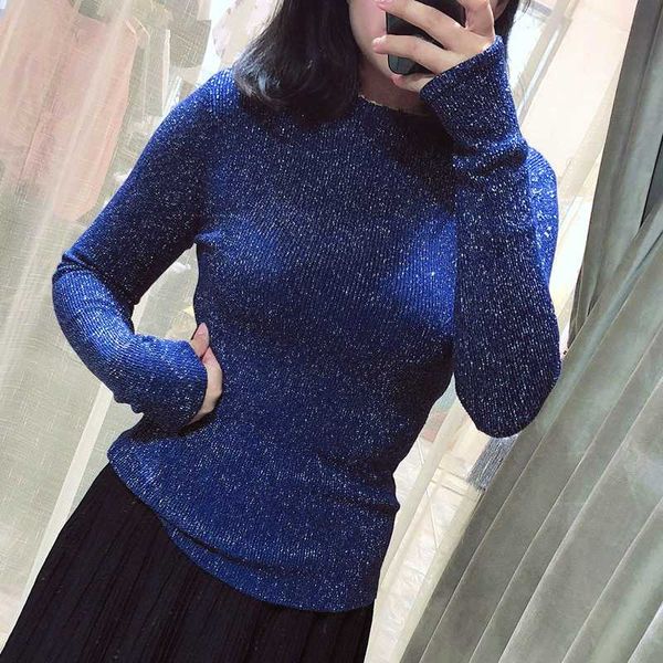 

women's sweaters slim fit long sleeve blue ladies autumn winter shiny cute sweater oversize girl casual knitwear women knitted pullover, White;black