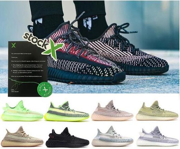 

2019 yecheil yeezreel black static reflective women mens shoes running sneakers clay hyperspace zebra designer luxury sport shoe kanye west