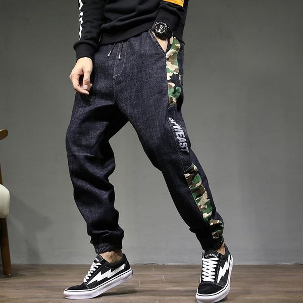 

men clothes 2020 camouflage collage hip hop jeans modis jean homme japanese streetwear black jeans uomo pants denim jogger male, Blue
