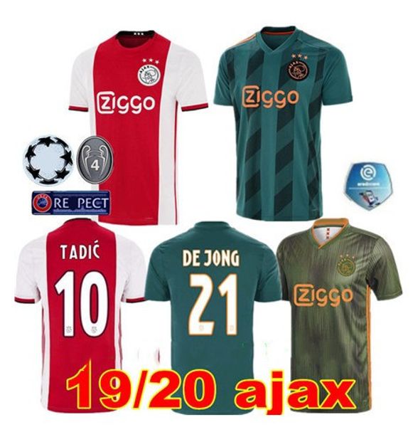

2019 2020 Ajax SOCCER JERSEY 19 20 DOLBERG Home Away ZIYECH KLAASSEN MILIK HUNTELAAR NOURI Black/Raw Gold jerseys uniforms Football Shirt