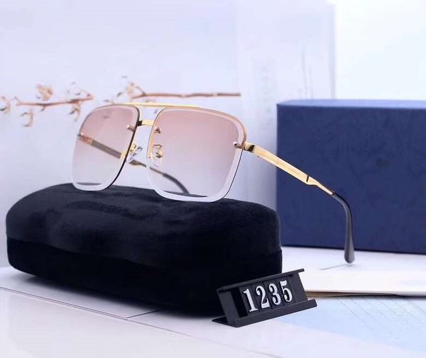 

famous mens womens metal frame designer sunglasses luxury sunglasses new adumbral glasses style g1235 uv400 7 colors with box, White;black