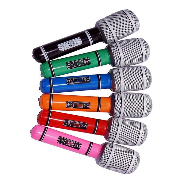 

inflatable plastic microphone 24cm for party favor kids toy gift - 6pcs (random color