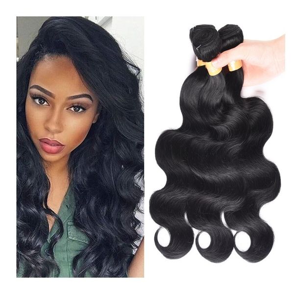 Pre Colored Brazilian Virgin Human Hair Bundles 1 Jet Black Human