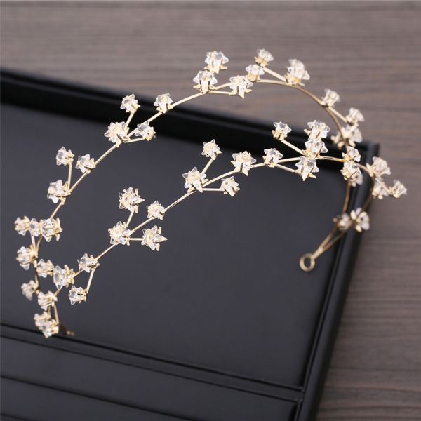 

golden bride headwear stars hair hoop an crown hair a korean exquisite manual crystal wedding dress ornaments, Silver