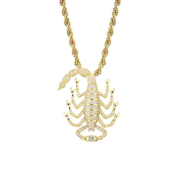 

new 3 colors hip hop jewelry scorpion pendant necklaces 2019 bling iced out women sweater chain statement necklace men christmas gift, Silver