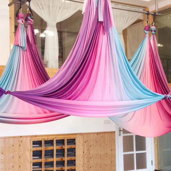 

6*2.8m yoga hammock set aerial silk inversion air yoga swing full anti gravity swing set 13 colors indoor