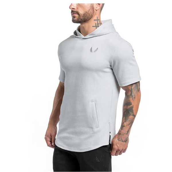 

новые мужские спортзалы толстовки толстовки мужские толстовки стрингер workout культуризм фитнес для мужчин повседневный, Black