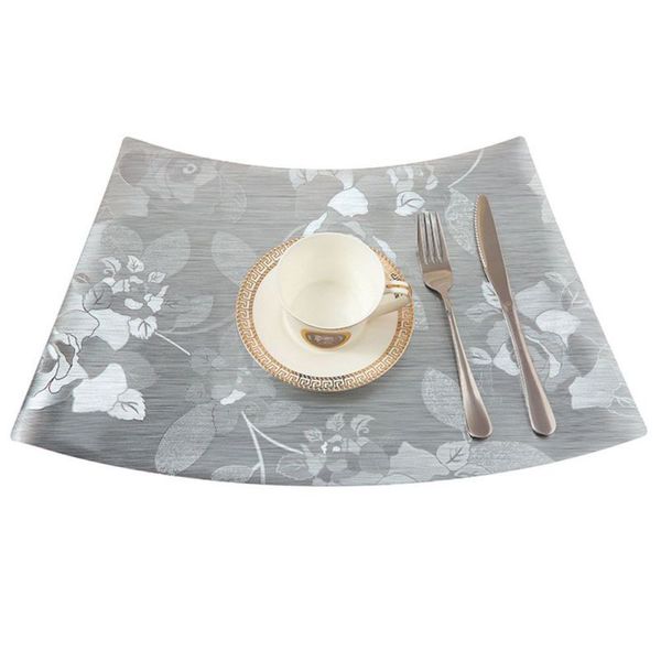 

non-slip insulation pvc printed soft glass royal kitchen dinner mats waterproof golden sliverhome decoration