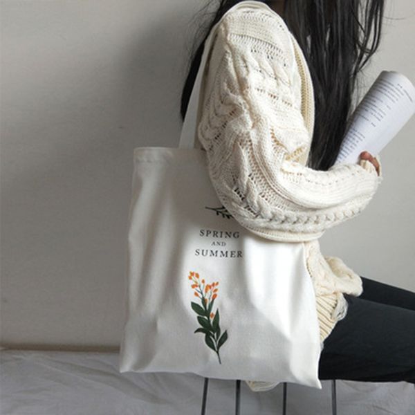 

women student shoulder bag flower printing canvas zipper for mobile phone travel h66