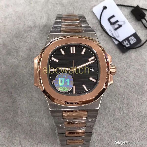

top люксовый бренд 18ct розового золота автоматические часы 40mm сапфира качества топ 5711 стиль 8 цвет оригинальной бабочки пряжки, Slivery;brown