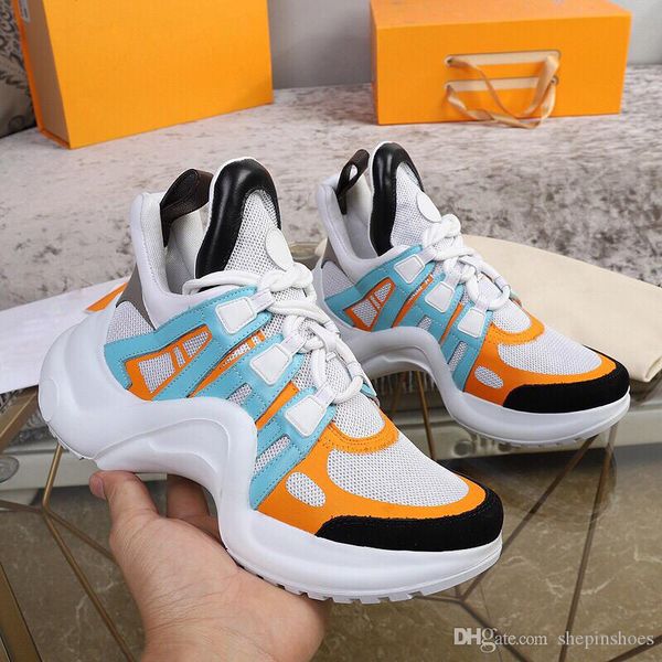 

2020 multi luxury designer low old dad sport shoes combination soles mens womens fashion mesh casual shoes with box, Black
