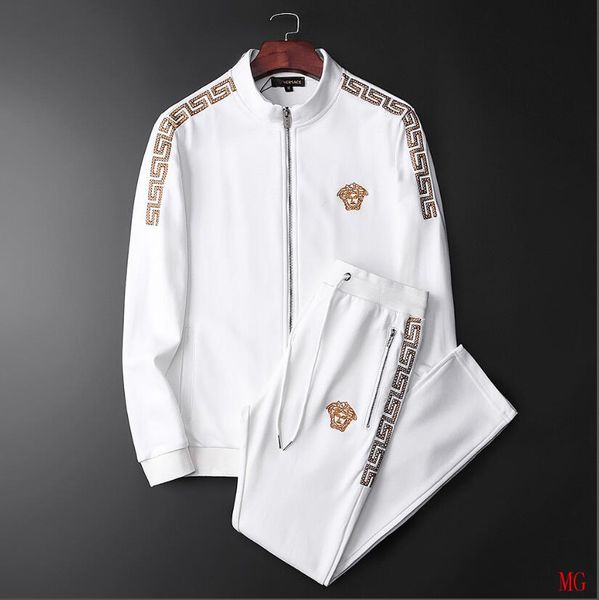 

medusa sportswear men's full zipper men's sports suit men's sweatshirt set and pants medusa sportswear, Black;blue