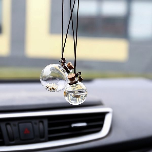 

car perfume bottle empty hanging bottle for essential oils perfume pendant auto ornament with flower air freshener car-styling