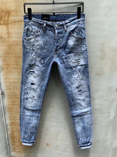 

mens 2019 luxury designer jeans black ripped biker moto pants pour hommes men s hip hop denim rock revival, Blue