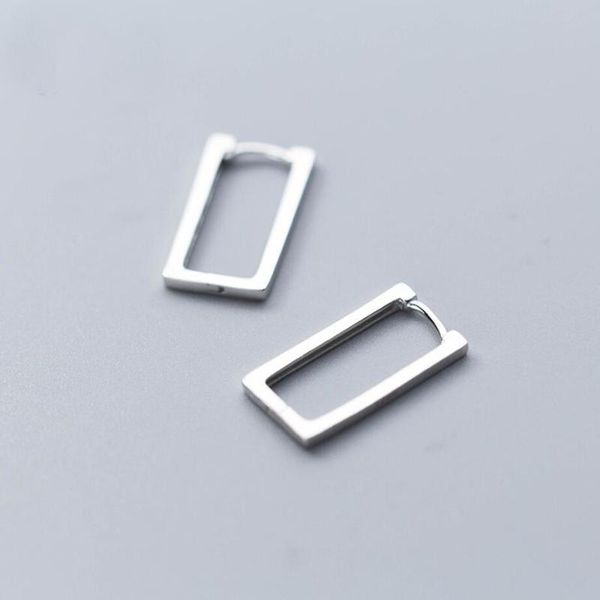 

925 sterling silver plain square rectangle huggie hoop earrings a1354, Golden