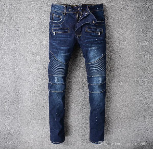 

88100 # мђжкой embellished ѬебѬи stretch моо бѬки пѬомаленной окѬаенне байкеѬ джин, Blue