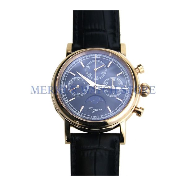 

sugess luminour dress luxury seagull movement moonphase calendar mechnical mens chronograph watch, Slivery;brown