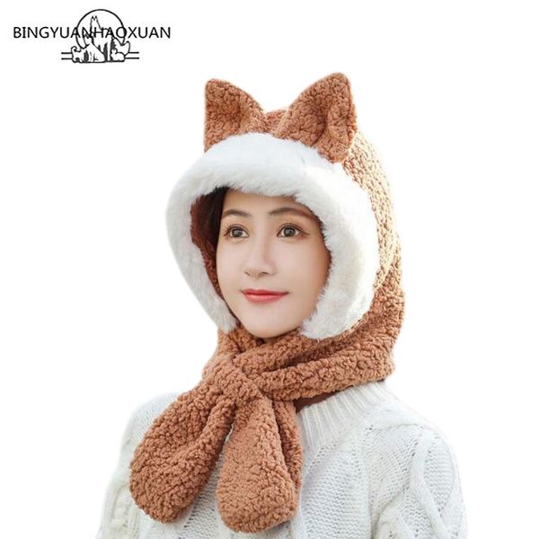 

winter knitted baby hats girls and boys hat with warm wool liner cute cat ears hats for children, Blue;gray