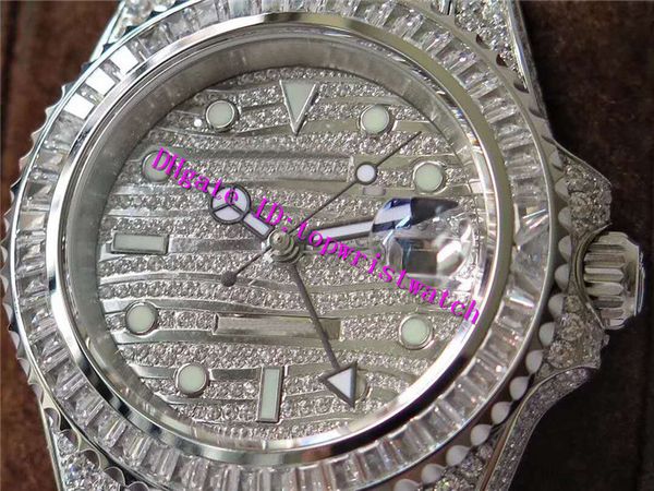 

tw 116769tbr-74779b gmt mens watch full diamonds watches swiss 2824 automatic mechanical 904l stainless steel wristwatches sapphire crystal, Slivery;brown